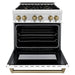 ZLINE Autograph Package - 30 In. Dual Fuel Range and Range Hood with White Matte Door and Bronze Accents, 2AKP-RAWMRH30-CB