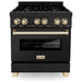 ZLINE Kitchen Appliance Packages ZLINE Autograph Package - 30 In. Dual Fuel Range, Range Hood, and Dishwasher in Black Stainless Steel with Gold Accents, 3AKP-RABRHDWV30-G
