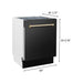 ZLINE Autograph Package - 30 In. Dual Fuel Range, Range Hood, and Dishwasher in Black Stainless Steel with Gold Accents, 3AKP-RABRHDWV30-G