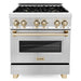 ZLINE Kitchen Appliance Packages ZLINE Autograph Package - 30 In. Dual Fuel Range, Range Hood, Dishwasher in Stainless Steel with Gold Accents, 3AKP-RARHDWM30-G