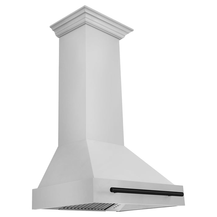 ZLINE Autograph Package - 30 In. Dual Fuel Range, Range Hood in Stainless Steel with Matte Black Accents, 2AKP-RARH30-MB