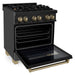ZLINE Kitchen Appliance Packages ZLINE Autograph Package - 30 In. Dual Fuel Range, Range Hood, Refrigerator with Water and Ice Dispenser and Dishwasher in Black with Bronze Accents, 4KAPR-RABRHDWV30-CB