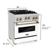 ZLINE Kitchen Appliance Packages ZLINE Autograph Package - 30 In. Gas Range and Range Hood in Stainless Steel with White Matte Door and Champagne Bronze Accents, 2AKP-RGWMRH30-CB