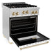 ZLINE Kitchen Appliance Packages ZLINE Autograph Package - 30 In. Gas Range and Range Hood in Stainless Steel with White Matte Door and Gold Accents, 2AKP-RGWMRH30-G