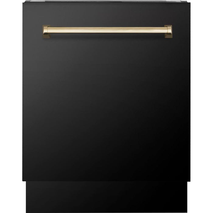 ZLINE Kitchen Appliance Packages ZLINE Autograph Package - 30 In. Gas Range, Range Hood, Dishwasher in Black Stainless Steel with Champagne Bronze Accents, 3AKP-RGBRHDWV30-CB