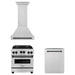 ZLINE Autograph Package - 30 In. Gas Range, Range Hood, Dishwasher in Stainless Steel with Matte Black Accents, 3AKP-RGRHDWM30-MB