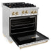 ZLINE Autograph Package - 30 In. Gas Range, Range Hood in Stainless Steel with Gold Accents, 2AKP-RGRH30-G