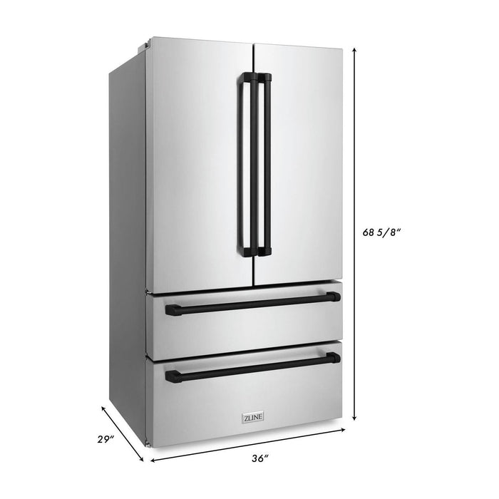 ZLINE Kitchen Appliance Packages ZLINE Autograph Package - 30 Inch Dual Fuel Range, Range Hood, Dishwasher, Refrigerator in Stainless Steel with Matte Black Accents, 4KAPR-RGRHDWM30-MB