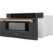 ZLINE Kitchen Appliance Packages ZLINE Autograph Package - 36" Dual Fuel Range, Range Hood, Refrigerator, Microwave and Dishwasher in Black Stainless Steel with Bronze Accents