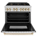 ZLINE Kitchen Appliance Packages ZLINE Autograph Package - 36" Dual Fuel Range, Range Hood, Refrigerator with Water and Ice Dispenser, Microwave and Dishwasher in Stainless Steel with Gold Accents