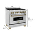 ZLINE Kitchen Appliance Packages ZLINE Autograph Package - 36 In. Dual Fuel Range, Range Hood, Dishwasher in Stainless Steel with Champagne Bronze Accents, 3AKP-RARHDWM36-CB