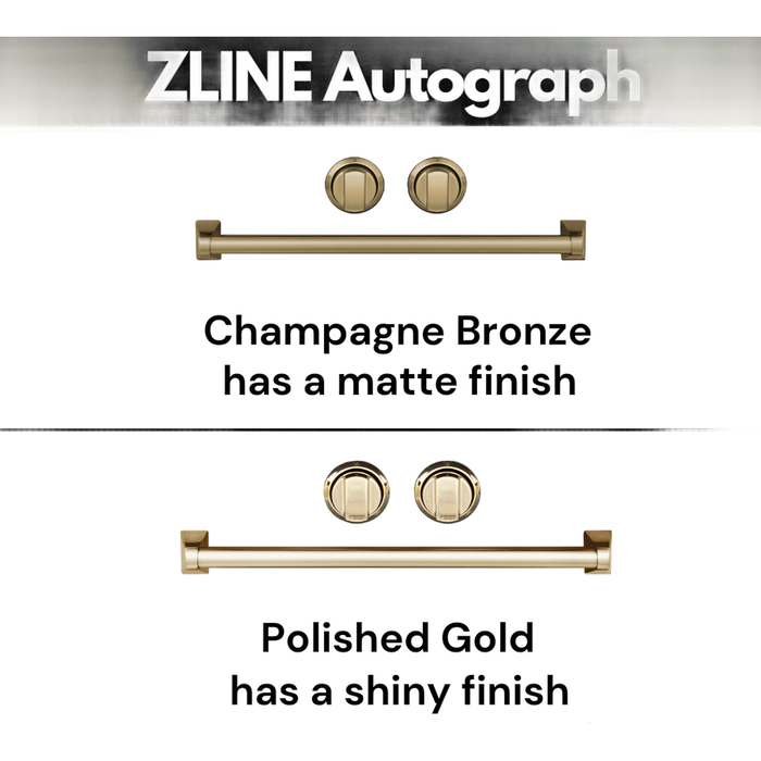 ZLINE Autograph Package - 36 In. Dual Fuel Range, Range Hood, Dishwasher, Refrigerator with Gold Accents, 4KAPR-RARHDWM36-G