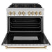 ZLINE Autograph Package - 36 In. Dual Fuel Range, Range Hood, Dishwasher, Refrigerator with Gold Accents, 4KAPR-RARHDWM36-G