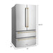 ZLINE Autograph Package - 36 In. Dual Fuel Range, Range Hood, Dishwasher, Refrigerator with Gold Accents, 4KAPR-RARHDWM36-G