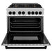 ZLINE Autograph Package - 36 In. Dual Fuel Range, Range Hood, Dishwasher, Refrigerator with Matte Black Accents, 4KAPR-RARHDWM36-MB