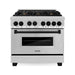 ZLINE Autograph Package - 36 In. Dual Fuel Range, Range Hood in Stainless Steel with Matte Black Accents, 2AKP-RARH36-MB