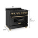 ZLINE Kitchen Appliance Packages ZLINE Autograph Package - 36 In. Dual Fuel Range, Range Hood, Refrigerator, and Dishwasher in Black Stainless Steel with Champagne Bronze Accents, 4AKPR-RABRHDWV36-CB