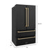 ZLINE Autograph Package - 36 In. Dual Fuel Range, Range Hood, Refrigerator, Microwave and Dishwasher in Black Stainless Steel with Bronze Accents