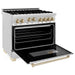 ZLINE Autograph Package - 36 In. Gas Range and Range Hood in Stainless Steel with Gold Accents, 2AKP-RGRH36-G