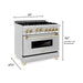 ZLINE Autograph Package - 36 In. Gas Range and Range Hood in Stainless Steel with Gold Accents, 2AKP-RGRH36-G