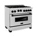 ZLINE Kitchen Appliance Packages ZLINE Autograph Package - 36 In. Gas Range and Range Hood in Stainless Steel with Matte Black Accents, 2AKP-RGRH36-MB