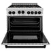 ZLINE Autograph Package - 36 In. Gas Range and Range Hood in Stainless Steel with Matte Black Accents, 2AKP-RGRH36-MB