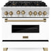 ZLINE Autograph Package - 36 In. Gas Range and Range Hood with White Matte Door and Bronze Accents, 2AKP-RGWMRH36-CB