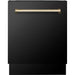 ZLINE Autograph Package - 36 In. Gas Range, Range Hood, Dishwasher in Black Stainless Steel with Gold Accents, 3AKP-RGBRHDWV36-G