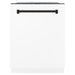 ZLINE Autograph Package - 36 In. Gas Range, Range Hood, Dishwasher in White Matte with Matte Black Accents, 3AKP-RGWMRHDWM36-MB