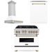 ZLINE Kitchen Appliance Packages ZLINE Autograph Package - 36 In. Gas Range, Range Hood, Dishwasher in White with Champagne Bronze Accents, 3AKP-RGWMRHDWM36-CB