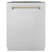 ZLINE Kitchen Appliance Packages ZLINE Autograph Package - 36 In. Gas Range, Range Hood, Refrigerator, and Dishwasher in Stainless Steel with Champagne Bronze Accents, 4AKPR-RGRHDWM36-CB