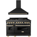 ZLINE Autograph Package - 48 In. Dual Fuel Range and Range Hood in Black Stainless Steel with Gold Accents, 2AKPR-RABRH48-G