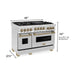 ZLINE Kitchen Appliance Packages ZLINE Autograph Package - 48 In. Dual Fuel Range and Range Hood in Stainless Steel with Champagne Bronze Accents, 2AKPR-RARH48-CB