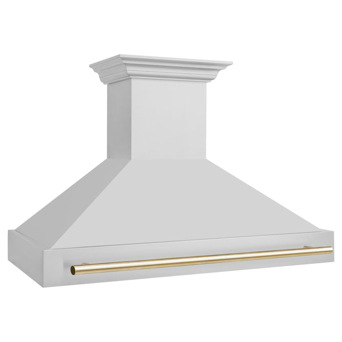 ZLINE Autograph Package - 48 In. Dual Fuel Range and Range Hood in Stainless Steel with Gold Accents, 2AKPR-RARH48-G