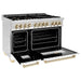 ZLINE Kitchen Appliance Packages ZLINE Autograph Package - 48 In. Dual Fuel Range and Range Hood in Stainless Steel with White Matte Finish and Gold Accents, 2AKPR-RAWMRH48-G