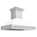 ZLINE Kitchen Appliance Packages ZLINE Autograph Package - 48 In. Dual Fuel Range and Range Hood with White Matte Door and Gold Accents, 2AKP-RAWMRH48-G