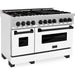ZLINE Kitchen Appliance Packages ZLINE Autograph Package - 48 In. Dual Fuel Range, Range Hood, and Dishwasher in DuraSnow® Stainless Steel with White Matte Finish and Matte Black Accents, 3AKPR-RASWMRHDWM48-MB