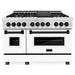 ZLINE Autograph Package - 48 In. Dual Fuel Range, Range Hood, and Dishwasher in DuraSnow® Stainless Steel with White Matte Finish and Matte Black Accents, 3AKPR-RASWMRHDWM48-MB