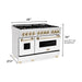 ZLINE Kitchen Appliance Packages ZLINE Autograph Package - 48 In. Dual Fuel Range, Range Hood and Dishwasher with White Matte Door and Gold Accents, 3AKPR-RASWMRHDWM48-G