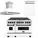 ZLINE Autograph Package - 48 In. Dual Fuel Range, Range Hood, Dishwasher in White Matte with Matte Black Accents, 3AKP-RAWMRHDWM48-MB