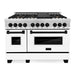 ZLINE Autograph Package - 48 In. Dual Fuel Range, Range Hood, Dishwasher in White Matte with Matte Black Accents, 3AKP-RAWMRHDWM48-MB