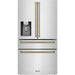 ZLINE Autograph Package - 48 In. Dual Fuel Range, Range Hood, Dishwasher, Refrigerator with Water and Ice Dispenser with Champagne Bronze Accents, 4AKPR-RARHDWM48-CB