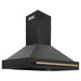 ZLINE Autograph Package - 48 In. Dual Fuel Range, Range Hood in Black Stainless Steel with Champagne Bronze Accents, 2AKP-RABRH48-CB