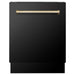 ZLINE Kitchen Appliance Packages ZLINE Autograph Package - 48 In. Dual Fuel Range, Range Hood, Refrigerator, and Dishwasher in Black Stainless Steel with Gold Accents, 4AKPR-RABRHDWV48-G