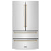 ZLINE Kitchen Appliance Packages ZLINE Autograph Package - 48 In. Dual Fuel Range, Range Hood, Refrigerator, and Dishwasher in Stainless Steel with Gold Accents, 4KAPR-RARHDWM48-G