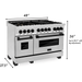 ZLINE Autograph Package - 48 In. Dual Fuel Range, Range Hood, Refrigerator, and Dishwasher in Stainless Steel with Matte Black Accents, 4KAPR-RARHDWM48-MB