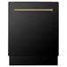 ZLINE Autograph Package - 48 In. Dual Fuel Range, Range Hood, Refrigerator, Microwave and Dishwasher in Black Stainless Steel with Bronze Accents