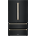 ZLINE Autograph Package - 48 In. Dual Fuel Range, Range Hood, Refrigerator, Microwave and Dishwasher in Black Stainless Steel with Gold Accents