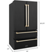 ZLINE Autograph Package - 48 In. Dual Fuel Range, Range Hood, Refrigerator, Microwave and Dishwasher in Black Stainless Steel with Gold Accents