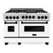 ZLINE Autograph Package - 48 In. Dual Fuel Range, Range Hood, Refrigerator with Water and Ice Dispenser, Dishwasher in Stainless Steel with Matte Black Accents, 4AKPR-RAWMRHDWM48-MB